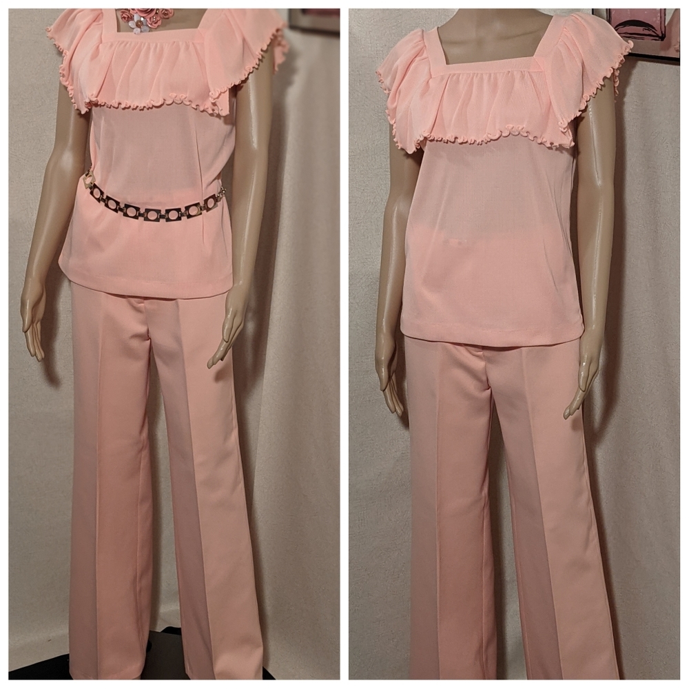 VINTAGE TANGERINE 2PC SLACKS SUIT